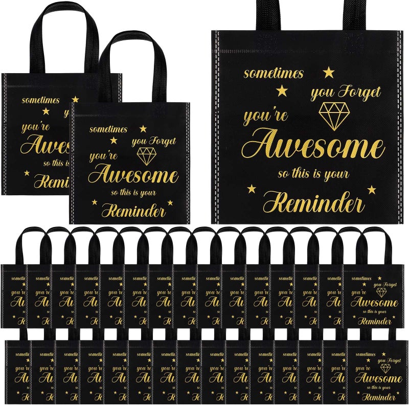 Clysee 50 Pcs Christmas Thank You Gift Bag Small Employee Appreciation Gift Bags Bulk with Handle Black Gold Inspirational 8 x 8 Inch Party Favor for Women Staff PartyAwesome